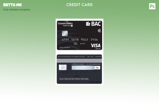 модерен стил Никарагва BAC банка виза бесконечна картичка шаблон